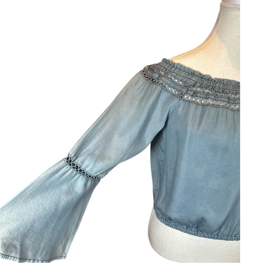 Walter Baker Sky Blue Off-Shoulder Blouse - Picture 6 of 9